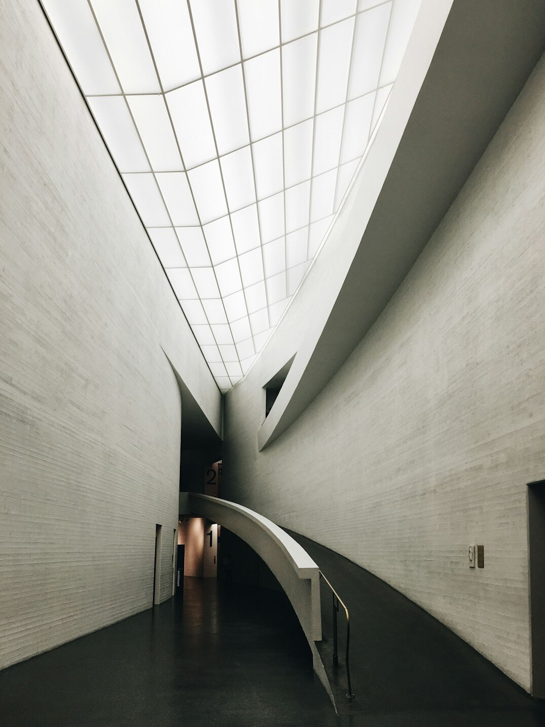 Museum interior with a long quiet hall