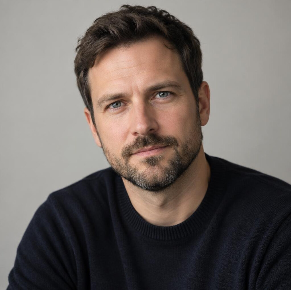 Portrait of a bearded man looking at camera
